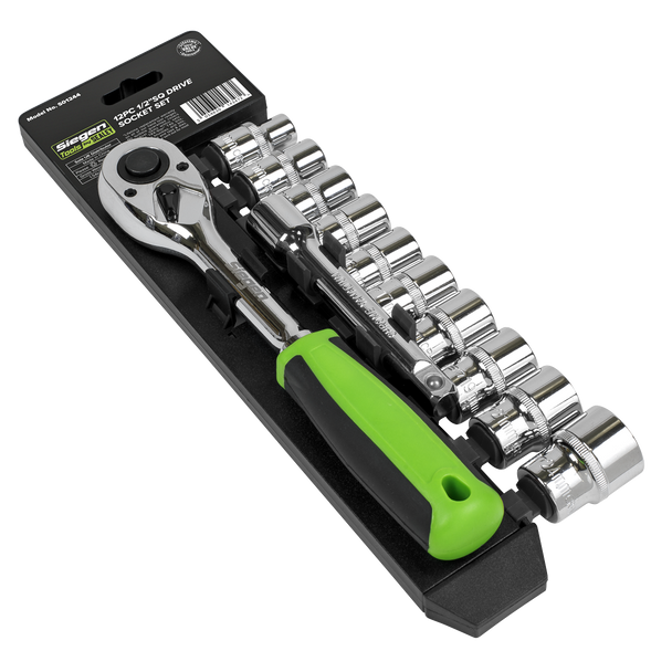 Sealey S01244 ⏐ Siegen Socket Set 1/2"Sq Drive 12pc