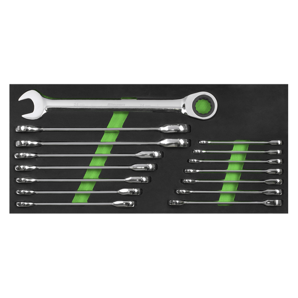 Sealey S01247 ⏐ Siegen Combination Ratchet Spanner Set 15pc