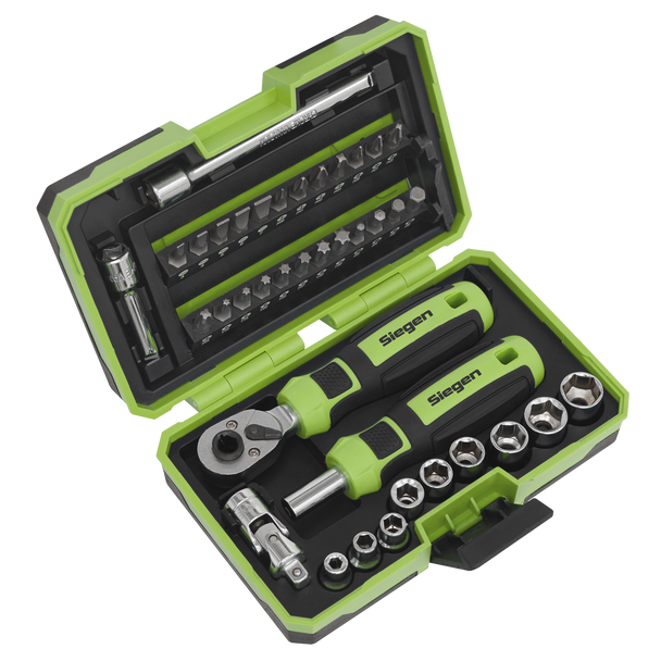Sealey S01255 ⏐ Siegen Socket & Bit Set 1/4"Sq Drive 38pc