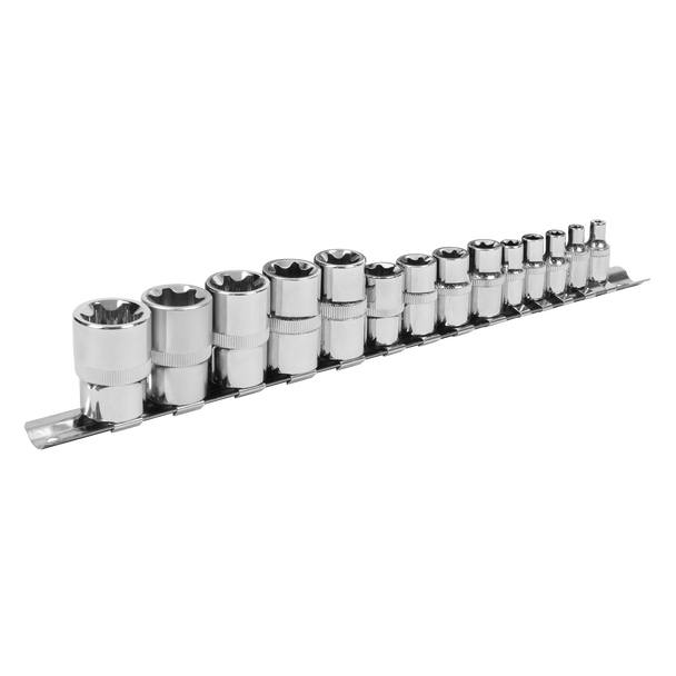 Sealey S01265 ⏐ Siegen TRX-Star* Socket Set E4-E24 1/4", 3/8" & 1/2"Sq Drive 14pc