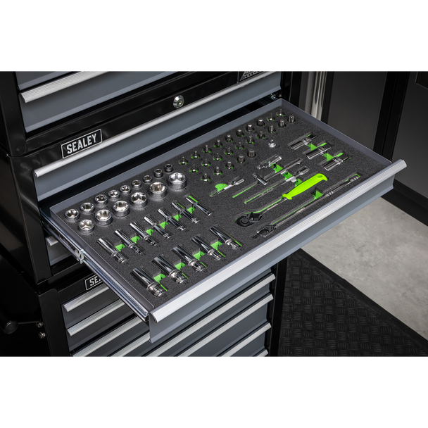 Sealey S01270 ⏐ Siegen Socket Set with Tool Tray 3/8"Sq Drive 62pc