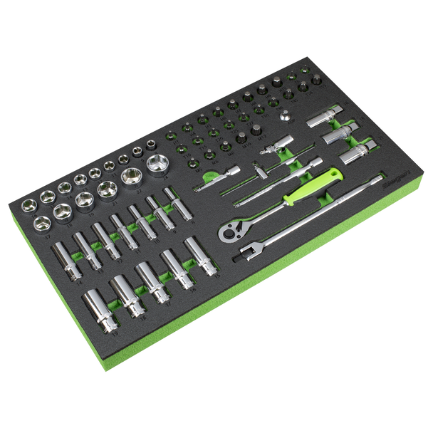 Sealey S01270 ⏐ Siegen Socket Set with Tool Tray 3/8"Sq Drive 62pc