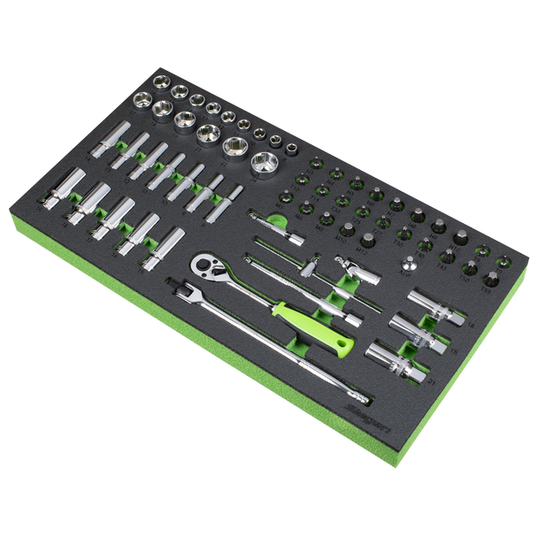 Sealey S01270 ⏐ Siegen Socket Set with Tool Tray 3/8"Sq Drive 62pc