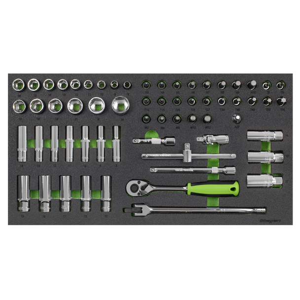 Sealey S01270 ⏐ Siegen Socket Set with Tool Tray 3/8"Sq Drive 62pc