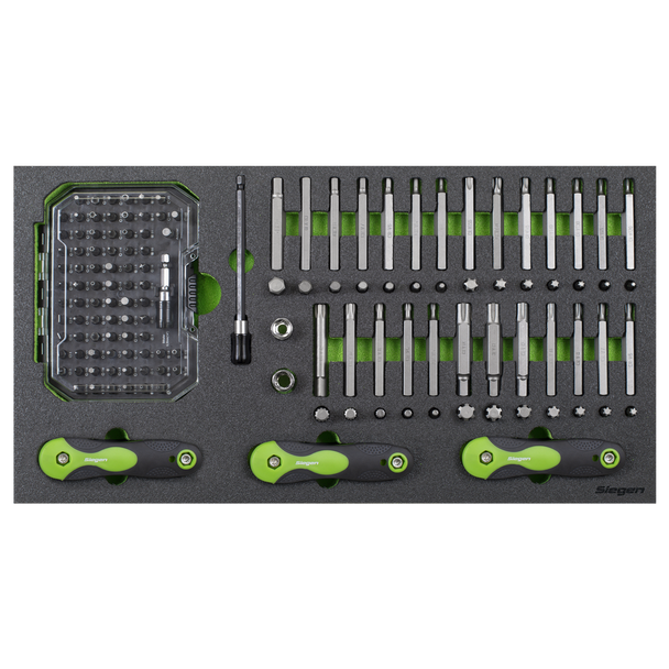 Sealey S01275 ⏐ Siegen Specialised Bit Set & Folding Hex Keys with Tool Tray 170pc