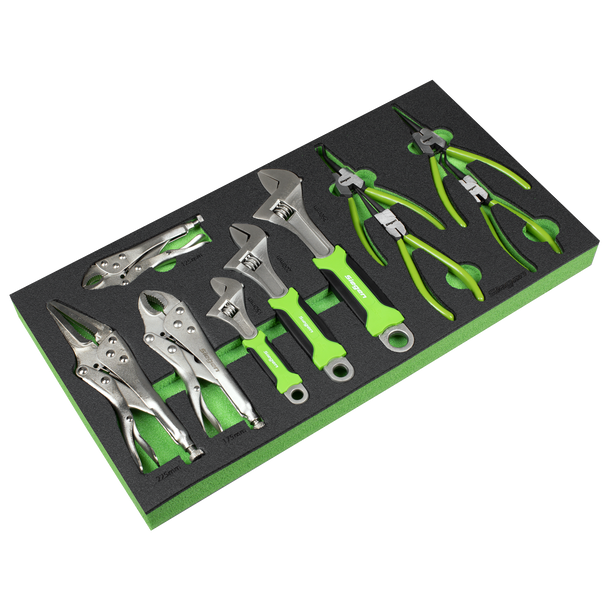 Sealey S01278 ⏐ Siegen Adjustable Wrench & Pliers Set with Tool Tray 10pc