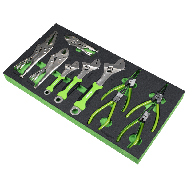Sealey S01278 ⏐ Siegen Adjustable Wrench & Pliers Set with Tool Tray 10pc