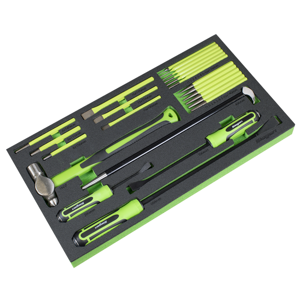 Sealey S01279 ⏐ Siegen Pry Bar, Hammer & Punch Set with Tool Tray 23pc