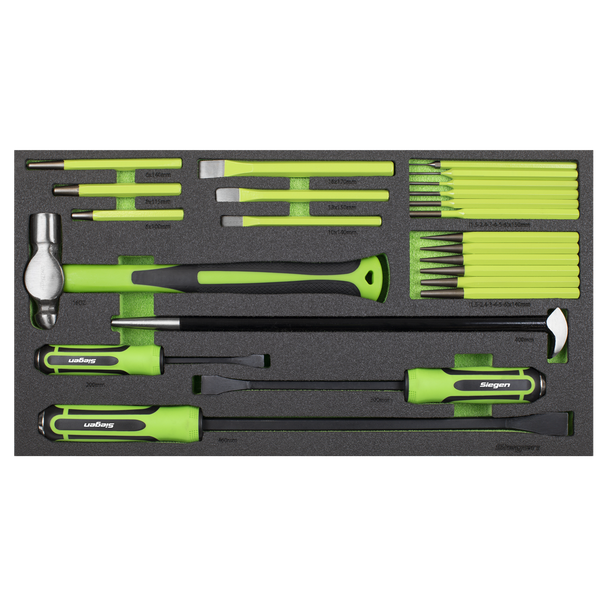 Sealey S01279 ⏐ Siegen Pry Bar, Hammer & Punch Set with Tool Tray 23pc