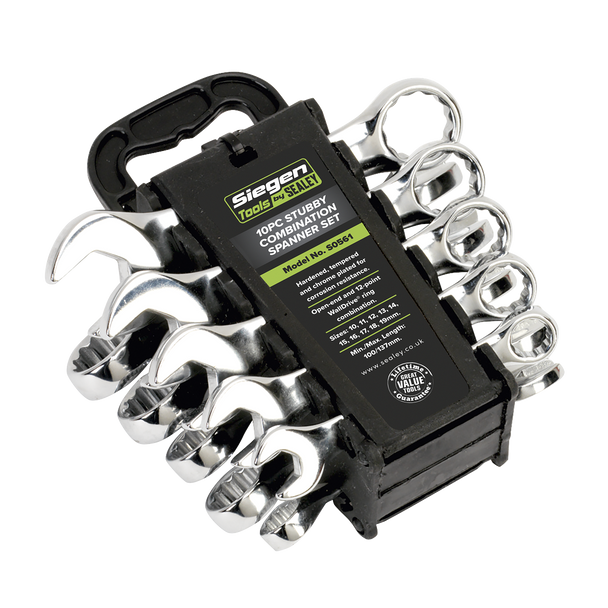 Sealey S0561 | Siegen Stubby Combination Spanner Set 10pc