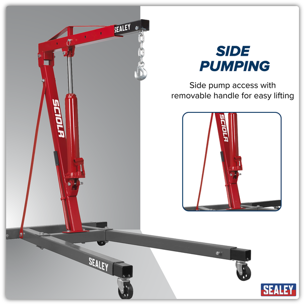 Sealey SC10LR ⏐ Long Reach Engine Crane with Extendable Legs 1 Tonne