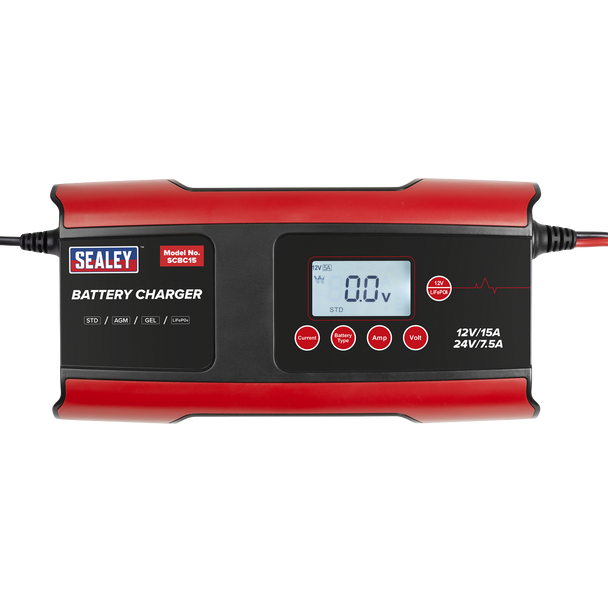 Sealey SCBC15 ⏐ 12/24V Compact Smart Battery Charger & Maintainer 15A