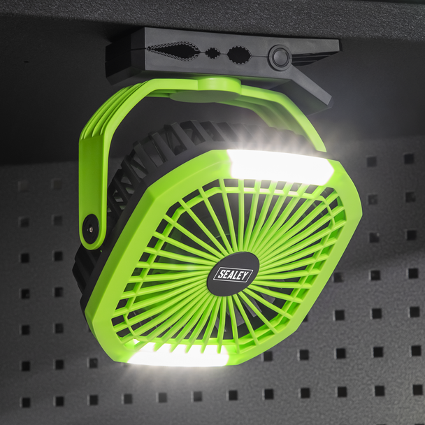 Sealey SCF8WL ⏐ 4-Speed Portable Clip Fan with Worklight 8"