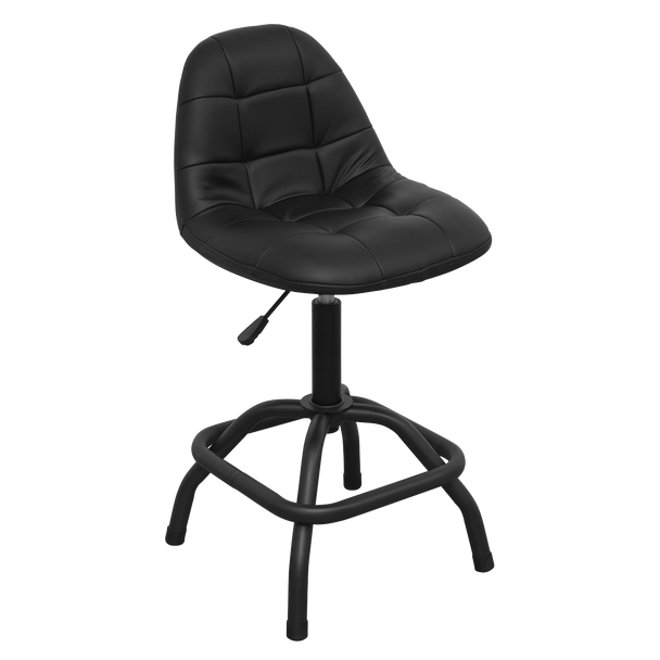 Sealey SCR01B ⏐ Premier Industrial Pneumatic Workshop Stool with Adjustable Height Swivel Seat & Back Rest