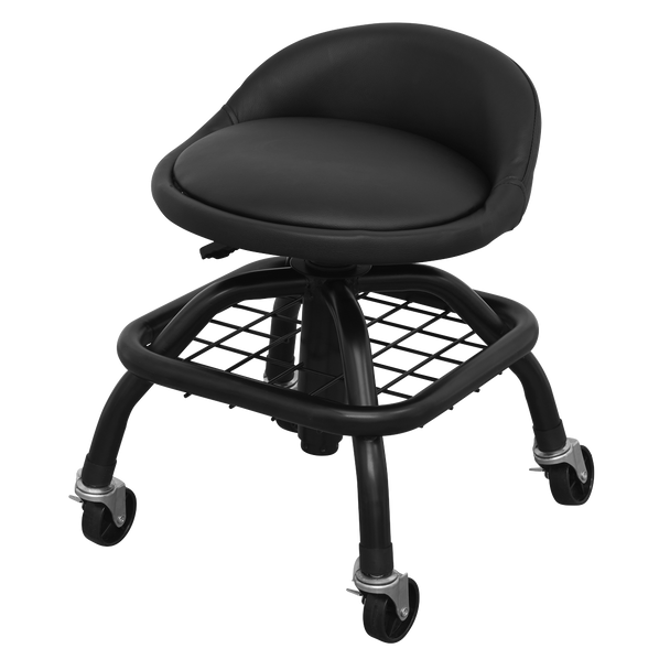 Sealey SCR02B ⏐ Premier Industrial Pneumatic Creeper Stool with Adjustable Height Swivel Seat & Back Rest