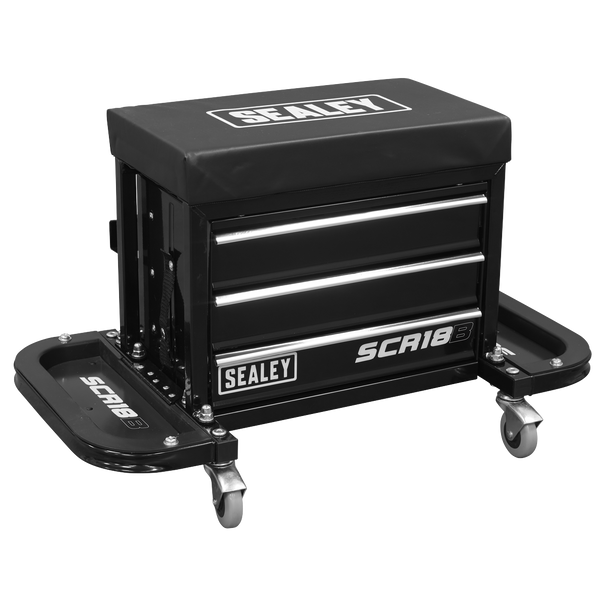 Sealey SCR18B ⏐ Mechanic's Utility Seat & Toolbox - Black