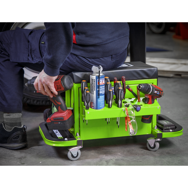 Sealey SCR18G ⏐ Mechanic's Utility Seat & Toolbox - Green