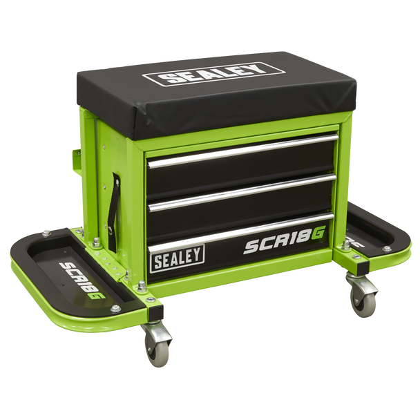 Sealey SCR18G ⏐ Mechanic's Utility Seat & Toolbox - Green