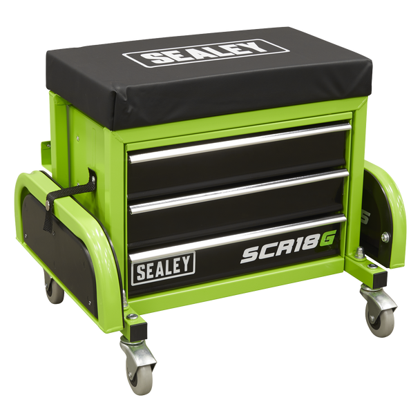 Sealey SCR18G ⏐ Mechanic's Utility Seat & Toolbox - Green