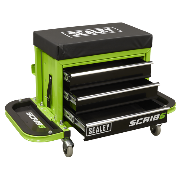 Sealey SCR18G ⏐ Mechanic's Utility Seat & Toolbox - Green