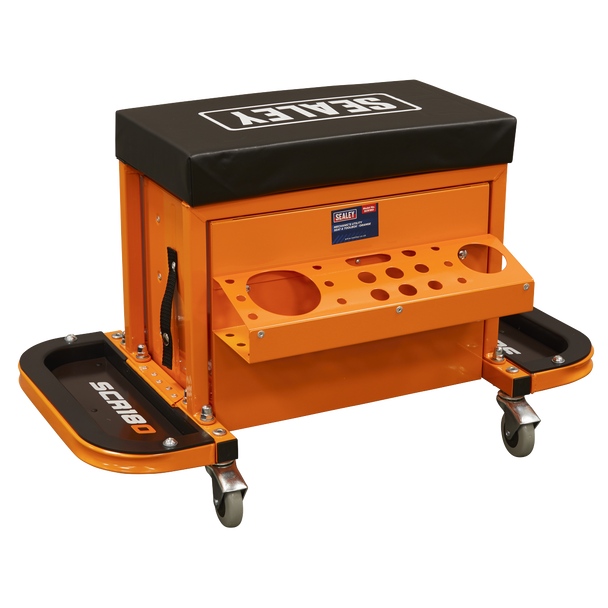 Sealey SCR18O ⏐ Mechanic's Utility Seat & Toolbox - Orange