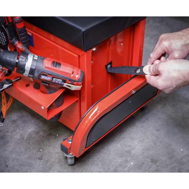 Sealey SCR18R ⏐ Mechanic's Utility Seat & Toolbox - Red