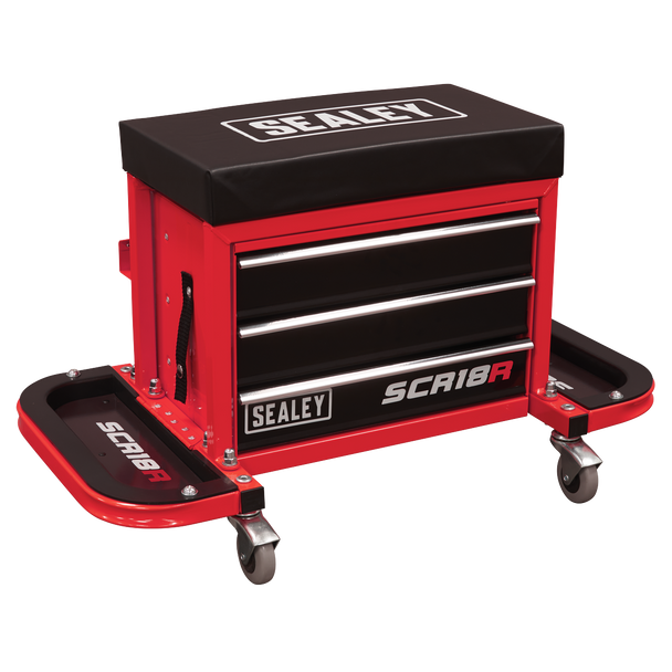 Sealey SCR18R ⏐ Mechanic's Utility Seat & Toolbox - Red
