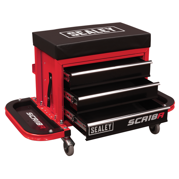 Sealey SCR18R ⏐ Mechanic's Utility Seat & Toolbox - Red