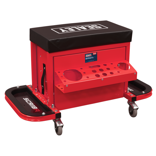 Sealey SCR18R ⏐ Mechanic's Utility Seat & Toolbox - Red