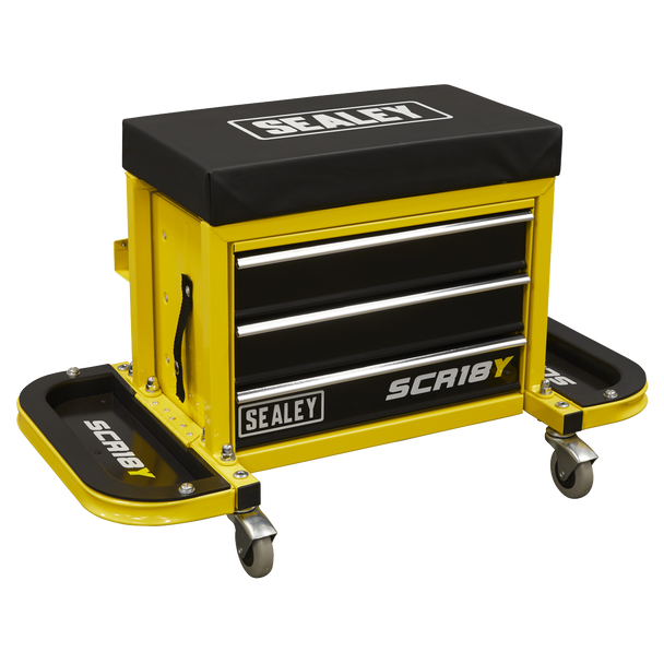 Sealey SCR18Y ⏐ Mechanic's Utility Seat & Toolbox - Yellow