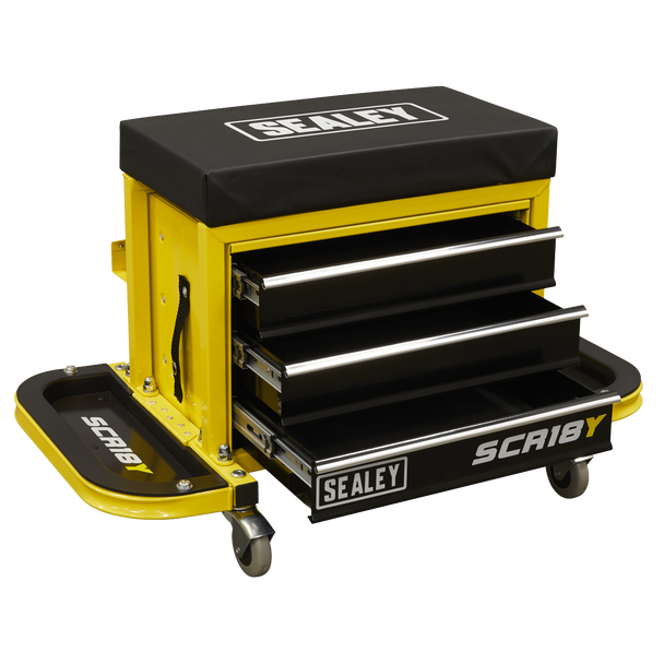 Sealey SCR18Y ⏐ Mechanic's Utility Seat & Toolbox - Yellow