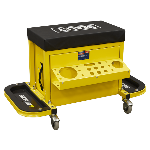 Sealey SCR18Y ⏐ Mechanic's Utility Seat & Toolbox - Yellow