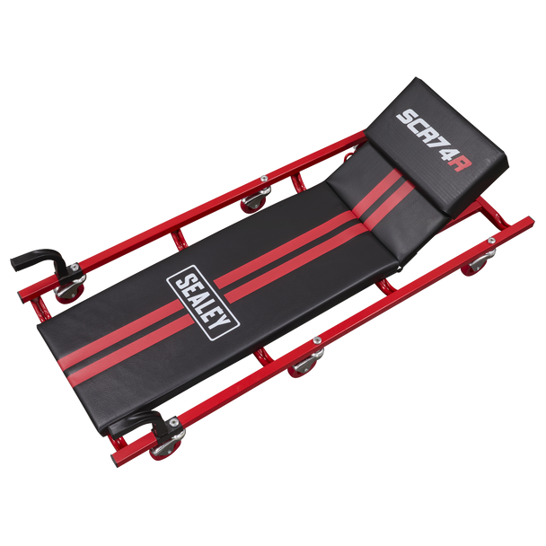 Sealey SCR74 ⏐ American-Style Deluxe Creeper with Steel Frame, 6 Wheels & Adjustable Headrest 40"