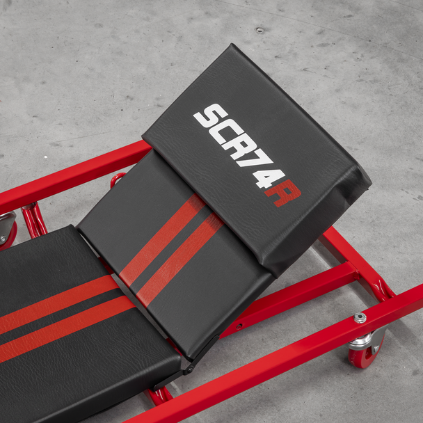 Sealey SCR74 ⏐ American-Style Deluxe Creeper with Steel Frame, 6 Wheels & Adjustable Headrest 40"