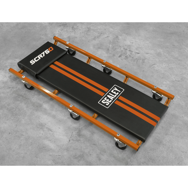 Sealey SCR75O ⏐ American-Style Deluxe Creeper 36" with Steel Frame & 6 Wheels - Orange