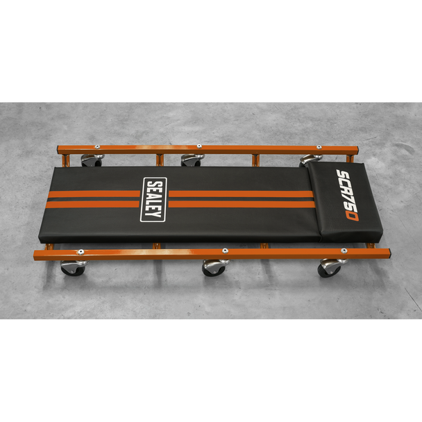 Sealey SCR75O ⏐ American-Style Deluxe Creeper 36" with Steel Frame & 6 Wheels - Orange