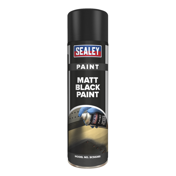 Sealey SCS026 ⏐ Matt Paint 500ml, Black - Pack of 6