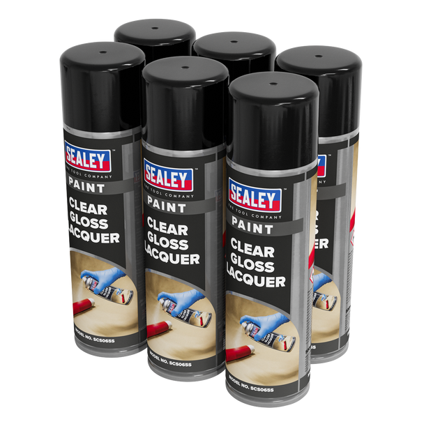 Sealey SCS065 ⏐ Gloss Lacquer 500ml, Clear - Pack of 6