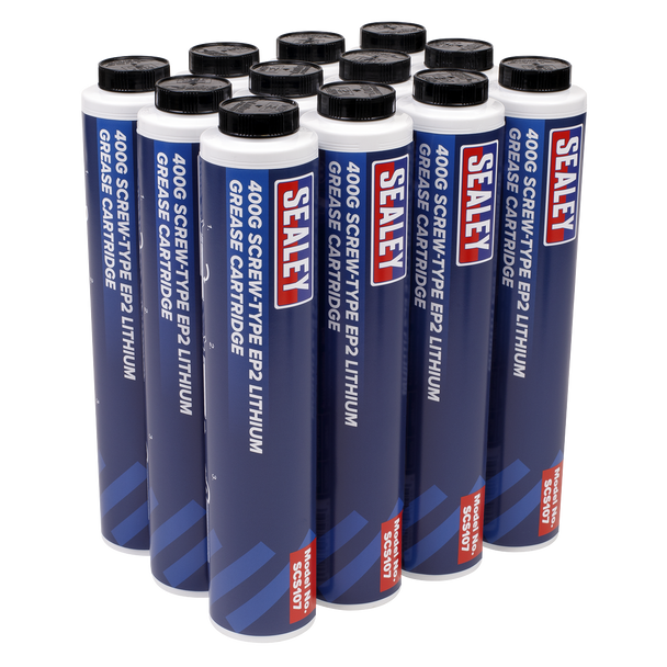 Sealey SCS108 |EP2 Lithium Grease Cartridge Screw-Type 400g - Pack of 12