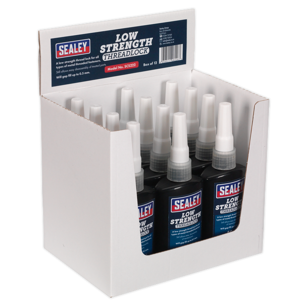 Sealey SCS222 ⏐ Low Strength Thread Lock 50ml - Pack of 12