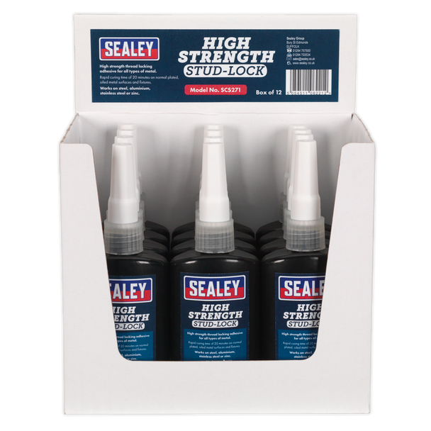 Sealey SCS271 ⏐ High Strength Stud Lock 50ml - Pack of 12