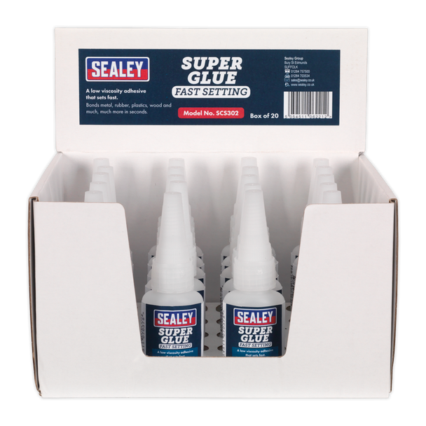 Sealey SCS302 ⏐ Fast Setting Super Glue 20g - Pack of 20