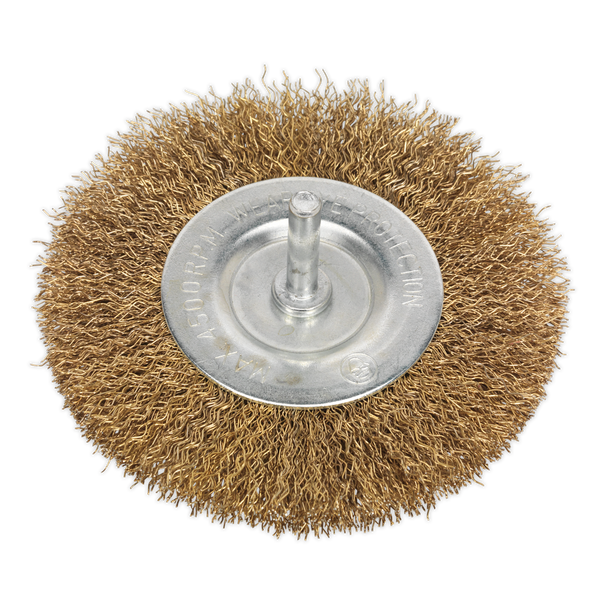 Sealey SFB100 ⏐ 100mm Crimped Flat Wire Brush with 6mm Shaft