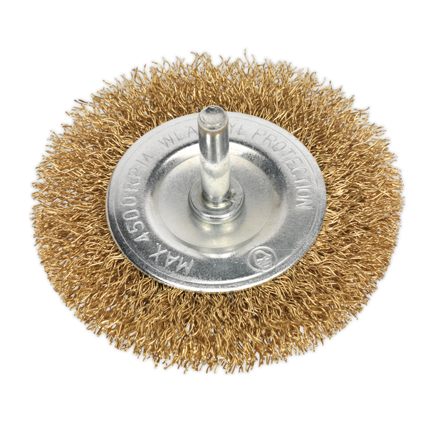 Sealey SFB75 ⏐ 75mm Crimped Flat Wire Brush with 6mm Shaft