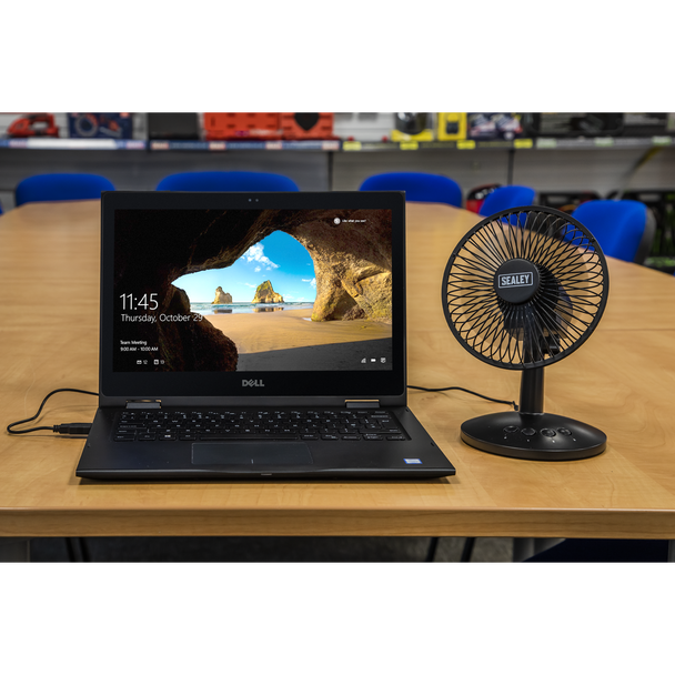 Sealey SFF6USB ⏐ 3-Speed Oscillating USB Desk Fan 6"