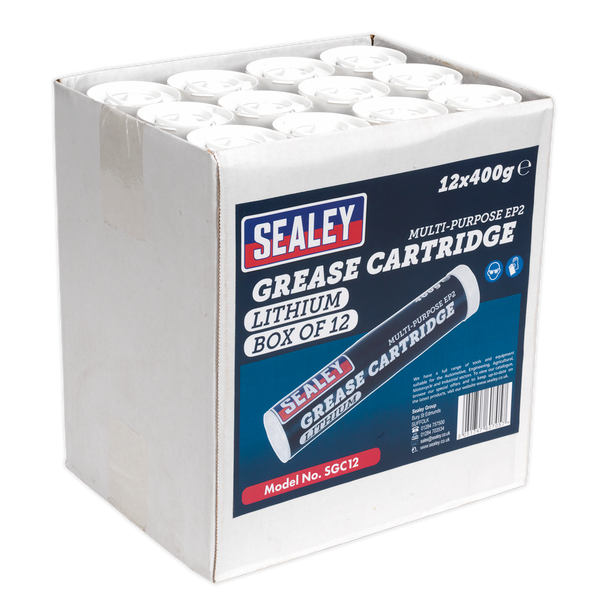 Sealey SGC12 ⏐ EP2 Lithium Grease Cartridge 400g - Pack of 12