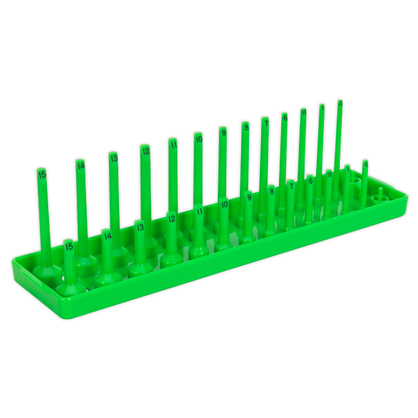 Sealey SH1414HV |Premier Socket Holder 1/4"Sq Drive 4-15mm - Hi-Vis Green