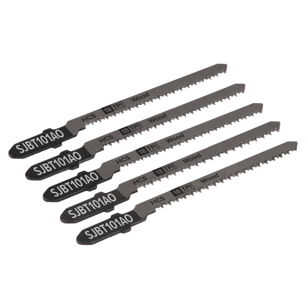 Sealey SJBT101AO ⏐ Jigsaw Blade for Hard Wood 83mm 18tpi - Pack of 5