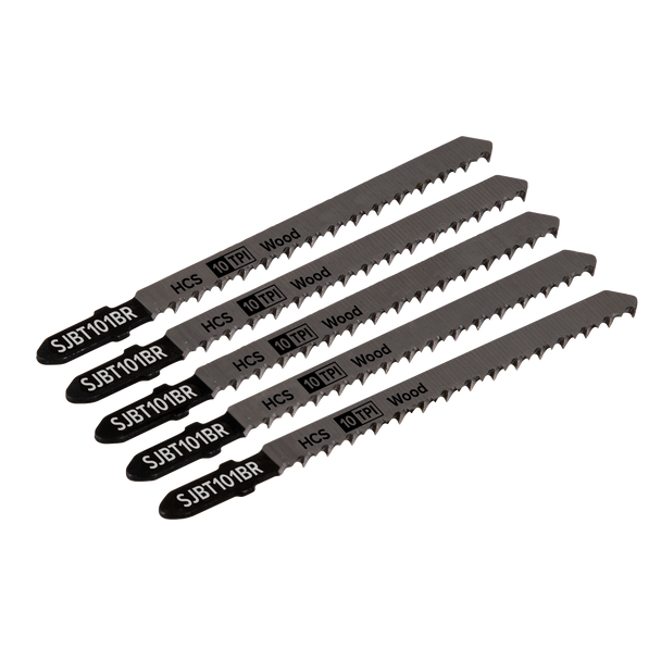Sealey SJBT101BR ⏐ Jigsaw Blade for Hard Wood Downward Cut 100mm 10tpi - Pack of 5