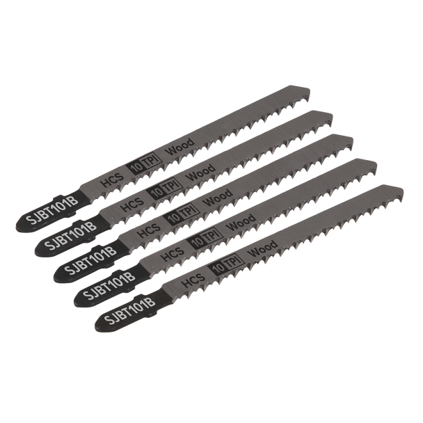Sealey SJBT101B ⏐ Jigsaw Blade for Hard Wood 100mm 10tpi - Pack of 5